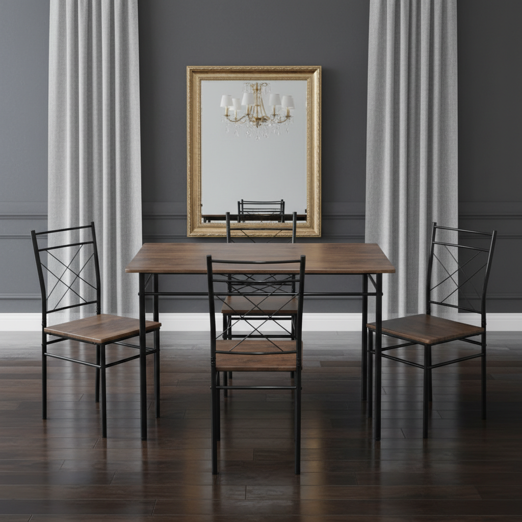 طقم طاولة طعام خشب مع 4 كراسي بتصميم عصري وأنيق - D01352- OAK