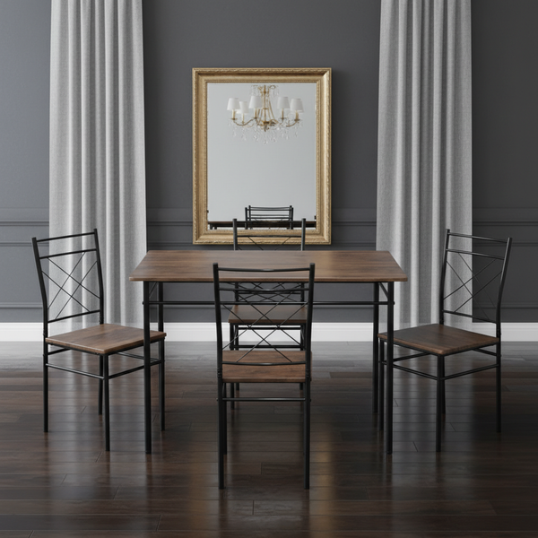 طقم طاولة طعام خشب مع 4 كراسي بتصميم عصري وأنيق - D01352- OAK
