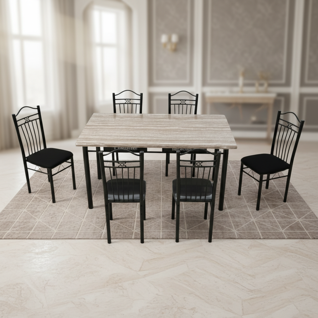 طقم طاولة طعام 6 كراسي بتصميم عصري وأنيق - G23-03A+B03