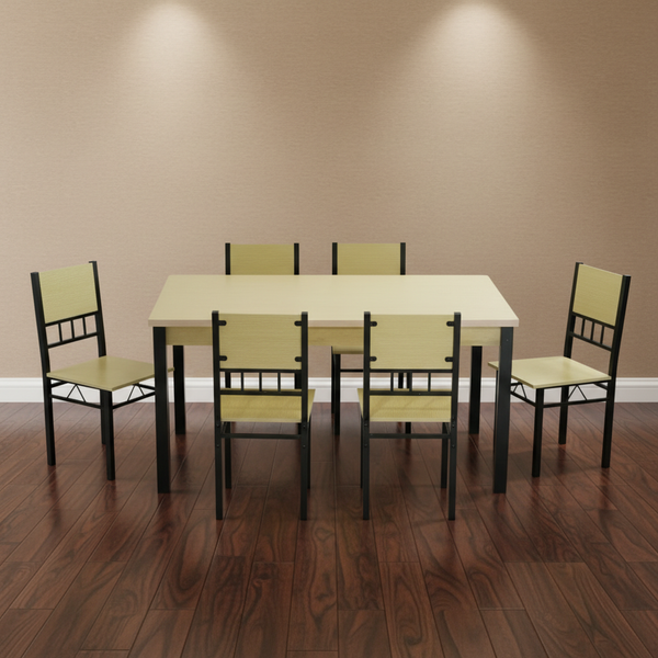 طقم طاولة طعام بيج مودرن مع 6 كراسي - موديل A26/B26