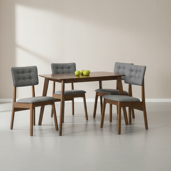 طقم طاولة طعام خشبية عصرية مع 4 كراسي مبطنة - موديل DTM 205