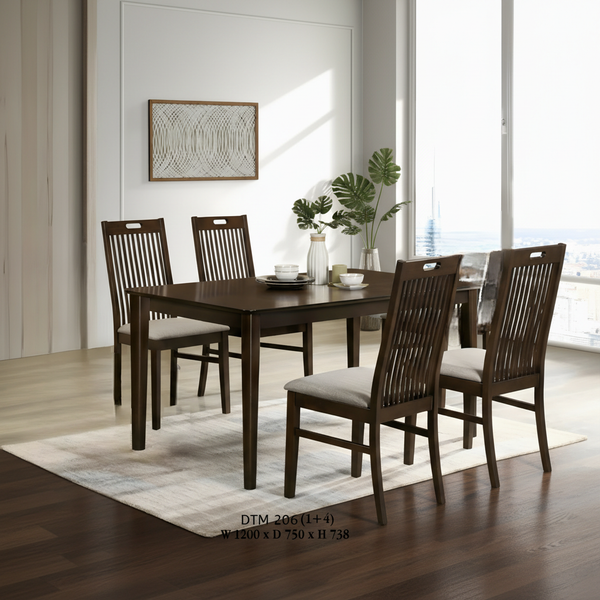 طقم طاولة طعام خشبية فاخرة مع 4 كراسي بتصميم عصري - DTM 206