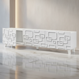 طاولة تلفزيون مودرن بيضاء بتصميم هندسي فريد - TV 24307