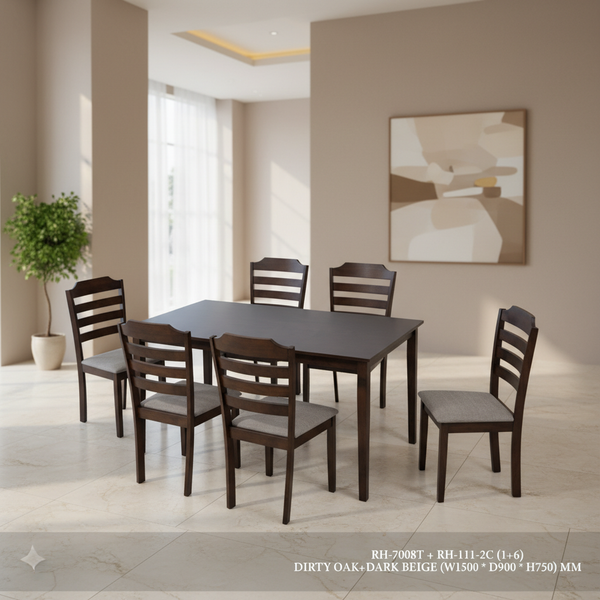 طقم طاولة طعام 6 كراسي RH-7008T + RH-111-2C (1+6)