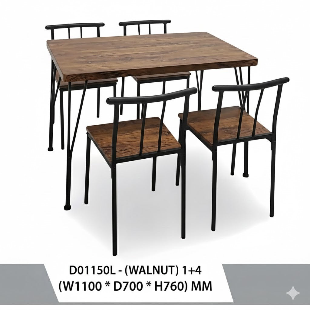 طقم طاولة طعام خشب  مع 4 كراسي - تصميم مودرن صناعي - DO1150L