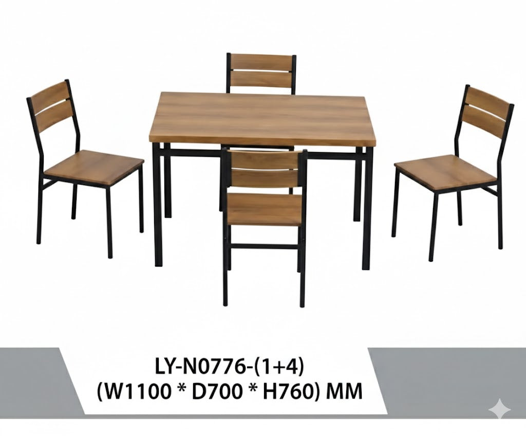 طقم طاولة طعام خشبية مودرن مع 4 كراسي - LY-N0776