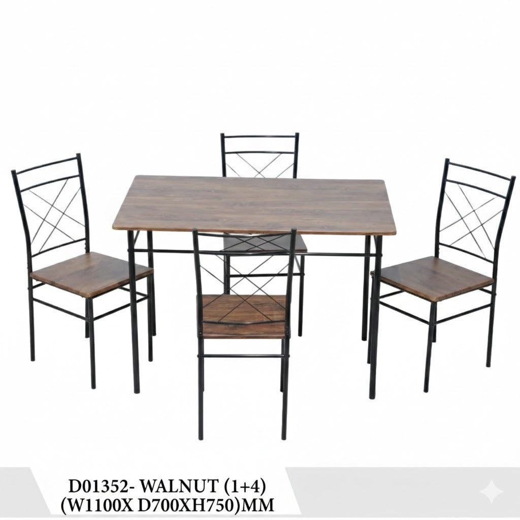 طقم طاولة طعام خشب مع 4 كراسي بتصميم عصري وأنيق - D01352- OAK