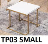 طاولة جانبية عصرية بسطح أبيض وإطار ذهبي فاخر - TP03 SMALL