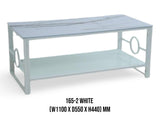 طاولة قهوة عصرية بسطح رخامي أبيض وهيكل معدني - 165-2 WHITE