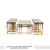 طقم طاولة قهوة فاخر 1+6 ذهبي بتصميم رخامي أنيق - A6 (K36)