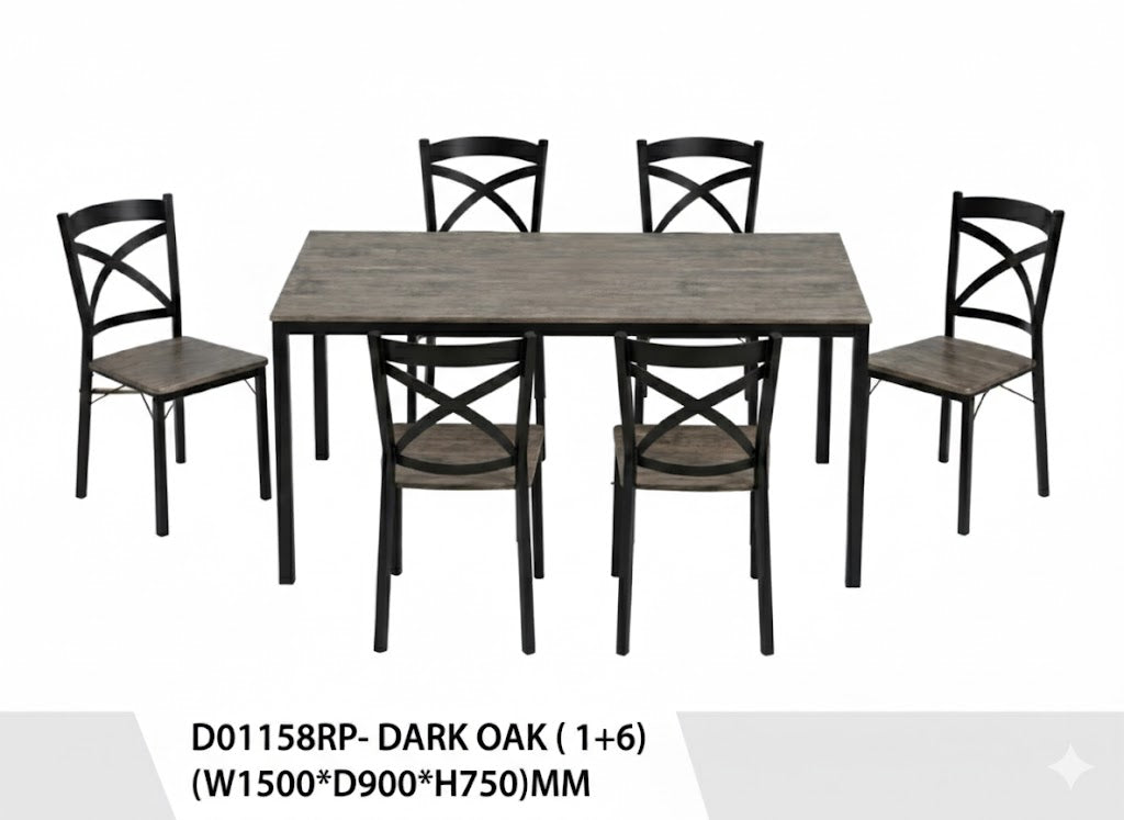 طقم طاولة طعام دارك أوك مع 6 كراسي OAK-1158
