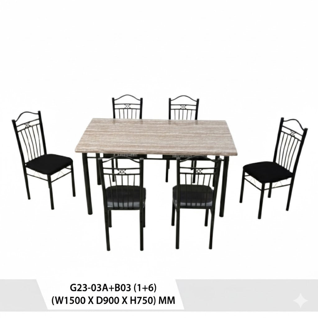 طقم طاولة طعام 6 كراسي بتصميم عصري وأنيق - G23-03A+B03