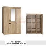 خزانة ملابس بيضاء ثلاثية الأبواب مع مرآة بتصميم عصري - 9856-3D WHITE