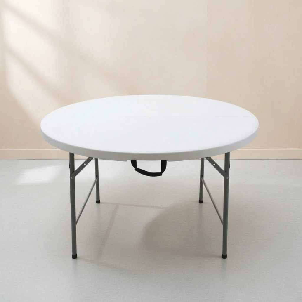 طاولة دائرية بيضاء قابلة للطي عالية الجودة للمناسبات والرحلات - HP-122YZ (4-FT)