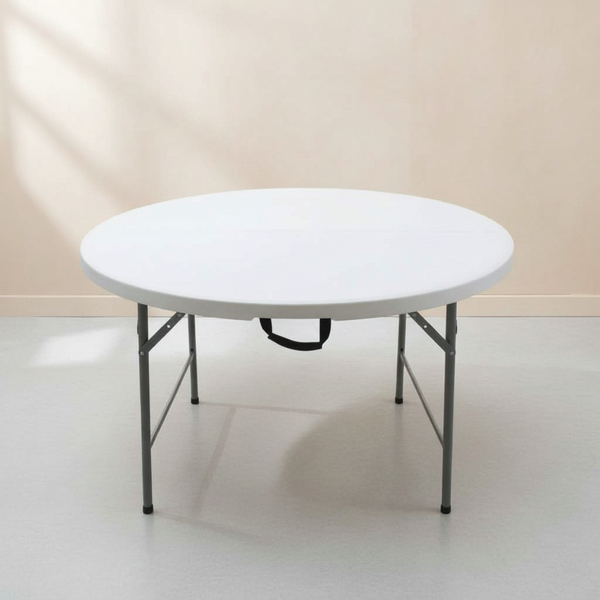 طاولة دائرية بيضاء قابلة للطي عالية الجودة للمناسبات والرحلات - HP-122YZ (4-FT)