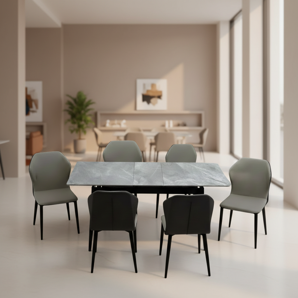 طقم طاولة طعام  مع 6 كراسيF314+7B (1+6) WHITE