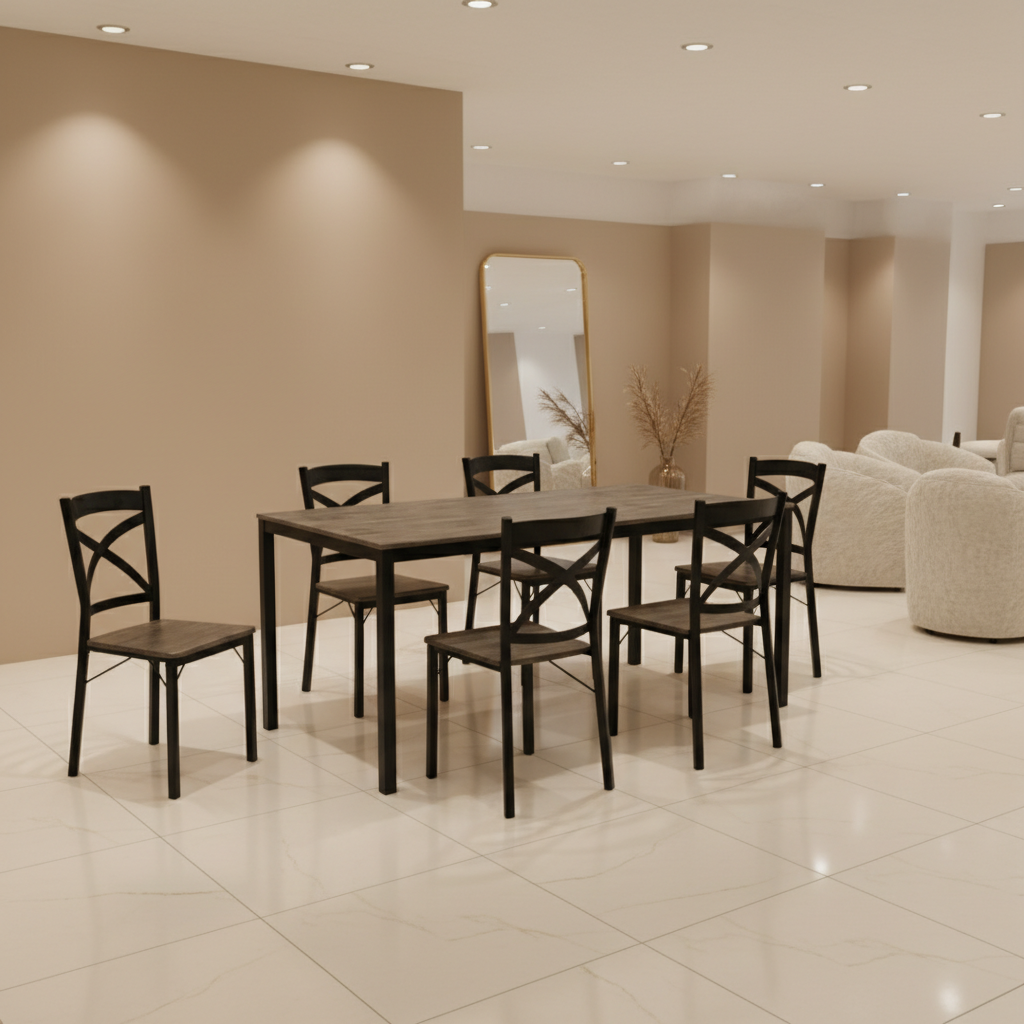 طقم طاولة طعام دارك أوك مع 6 كراسي OAK-1158