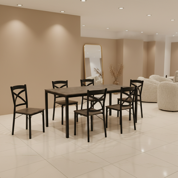 طقم طاولة طعام دارك أوك مع 6 كراسي OAK-1158