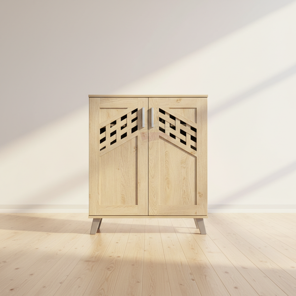 خزانة أحذية خشبية بابين بلون بلوط زورا - موديل SR-206 -2D