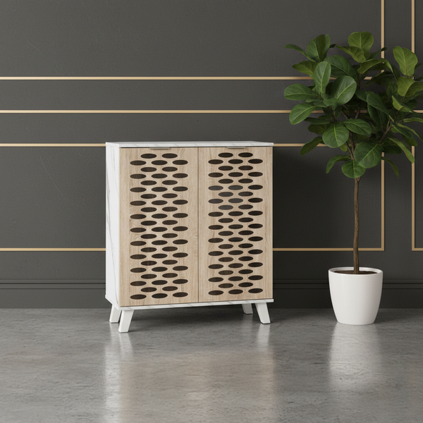 خزانة أحذية عصرية بتصميم ميلانو وسونوما وخشب الجوز الكولومبي - SR-208-2D