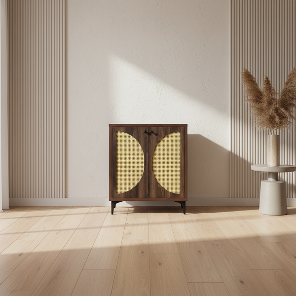 خزانة أحذية خشبية أنيقة بلون جوز كولومبيا وتصميم ريفيا - SR-200-2D