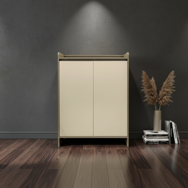 خزانة أحذية عصرية ببابين بلون الجوز   - SR-508-2D (WALNUT)