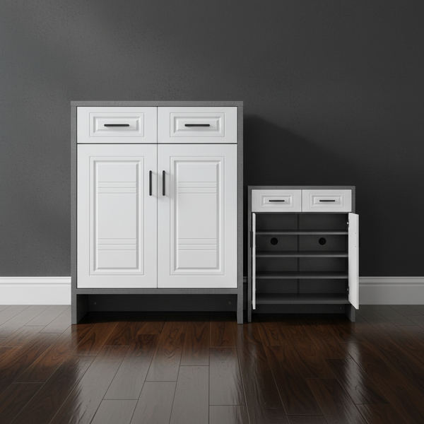 خزانة أحذية عصرية باللونين الرمادي والأبيض - 908-GREY-WHITE