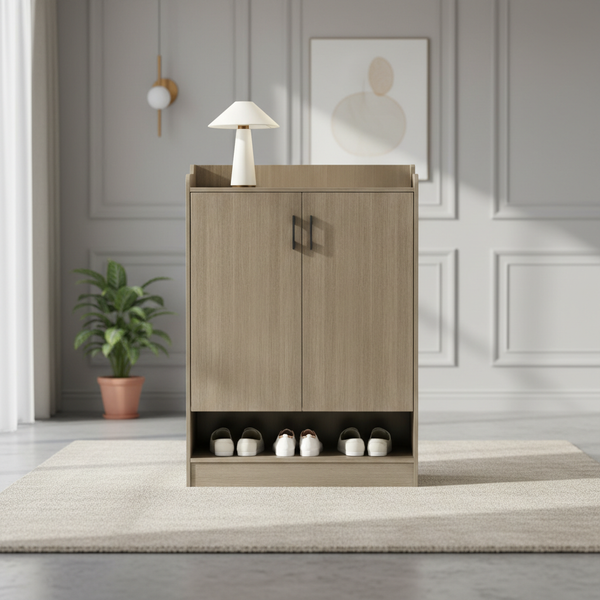 خزانة أحذية مودرن خشبية بلون الجوز الفاخر - 9308-WALNUT