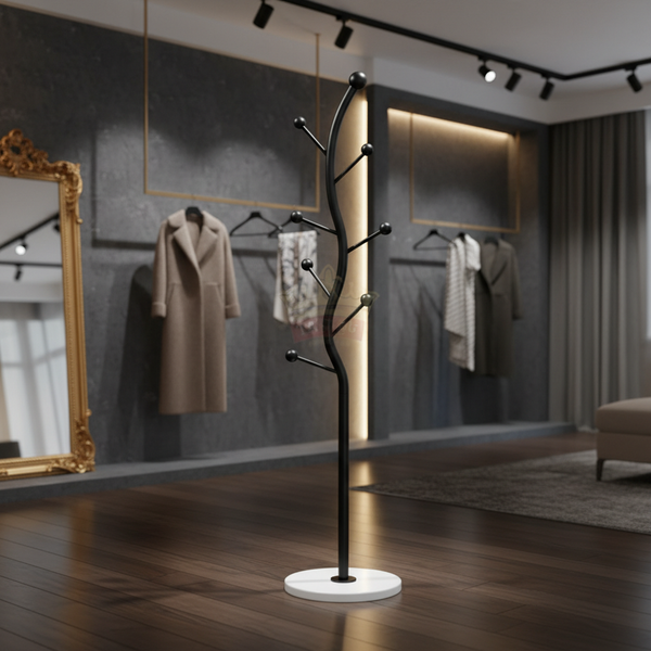 شماعة ملابس عصرية باللون الأسود وقاعدة رخامية فاخرة - موديل 1006-BLACK