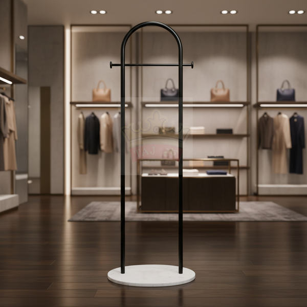 علاقة ملابس عصرية من المعدن الأسود مع قاعدة رخامية فاخرة - 1014-BLACK