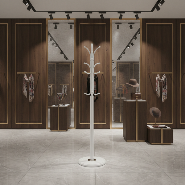 حامل معاطف وملابس معدني أنيق باللون الأبيض - F10 WHITE