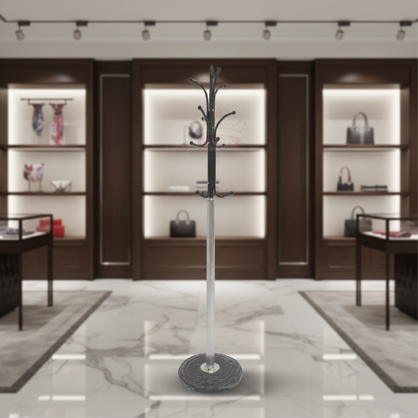 علاقة ملابس معدنية فاخرة بتصميم عصري وأنيق وقاعدة رخامية - F10