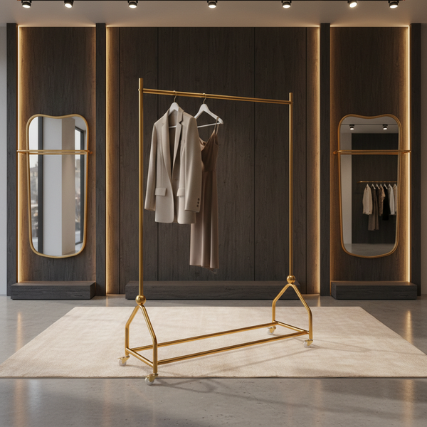 حامل ملابس ذهبي فاخر لعرض الأزياء الراقية - OSH-2306