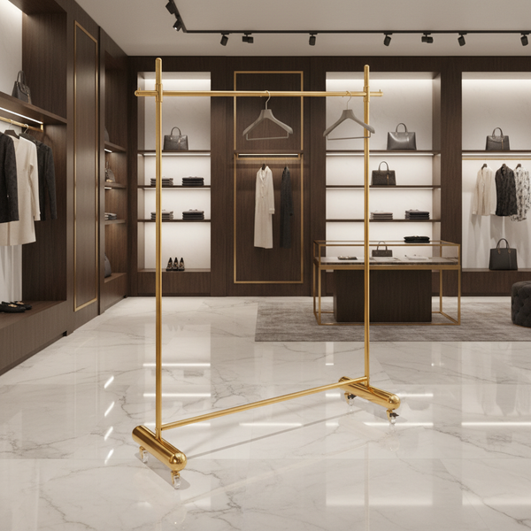 حامل ملابس ذهبي فاخر لمحلات الأزياء الراقية - OSH-2304