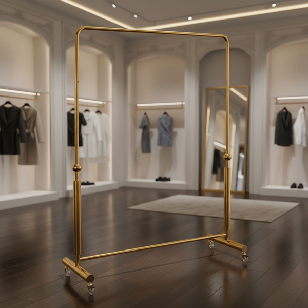 علاقة ملابس معدنية ذهبية فاخرة للمتاجر الراقية - OSH-2224