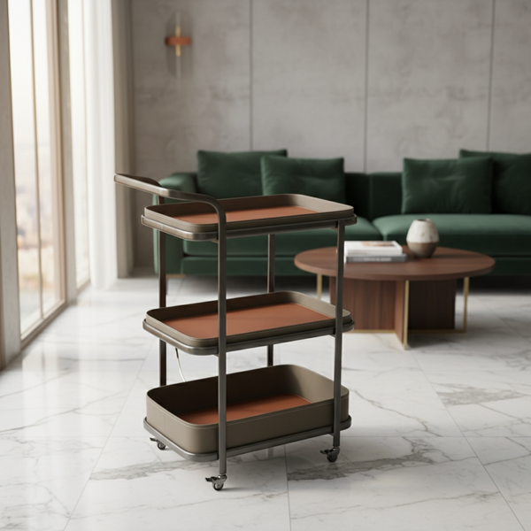 عربة تقديم عصرية بلمسة جلدية فاخرة - 102 (BLACK)