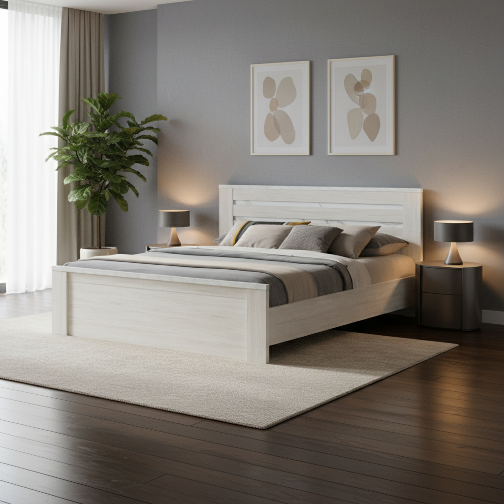 سرير مودرن BDM-8180 مقاس 180×200 سم باللون الرمادي المغبر وميلانو