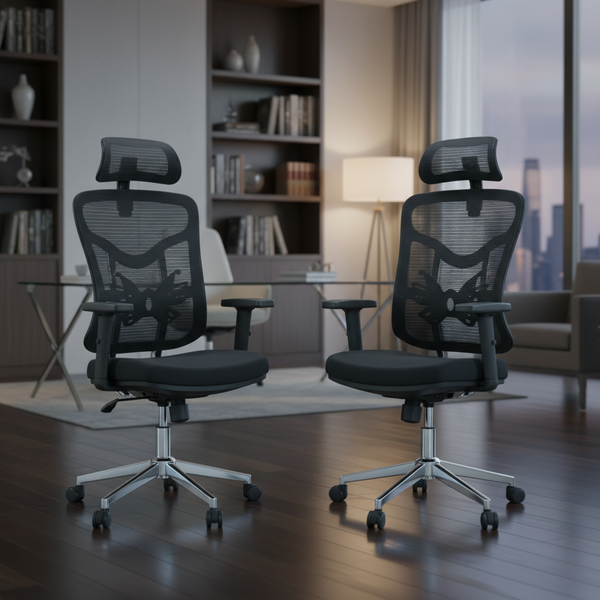 كرسي مكتب طبي مريح بظهر شبكي ودعامة فراشة - موديل 8001-BLACK