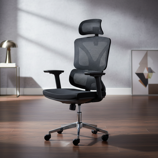 كرسي مكتب مريح بظهر شبكي ومسند رأس قابل للتعديل - B121-BLACK