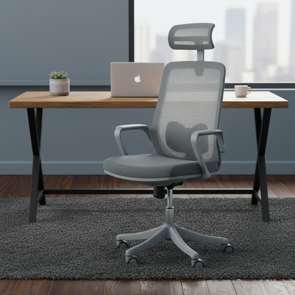 كرسي مكتب مريح بمسند رأس ودعم للظهر باللون الرمادي - ZM-A313-1 (GREY)