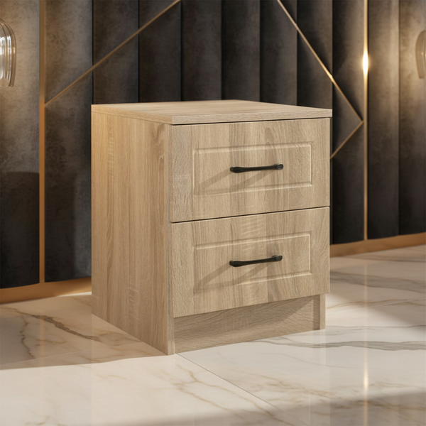 طاولة جانبية للسرير (كومودينو) خشبية مع درجين - 9856 SOLID