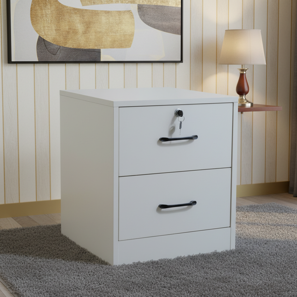 خزانة أدراج جانبية مودرن لون أبيض دافئ مع قفل أمان - ST-9106