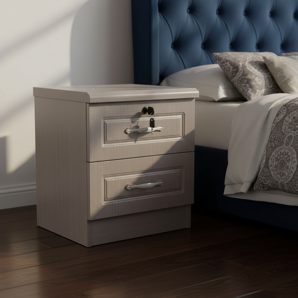 طاولة جانبية للسرير (كومودينة) خشبية باللون الرمادي العصري - NS-9622