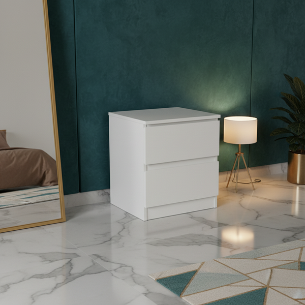طاولة سرير جانبية عصرية باللون الأبيض NS-187