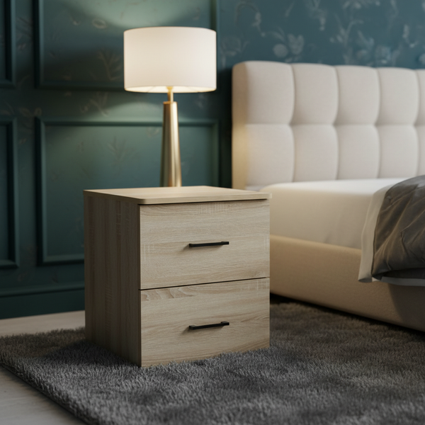 طاولة جانبية للسرير (كوميدينو) بلون بلوط سونومو مع درجين - موديل NS-9020