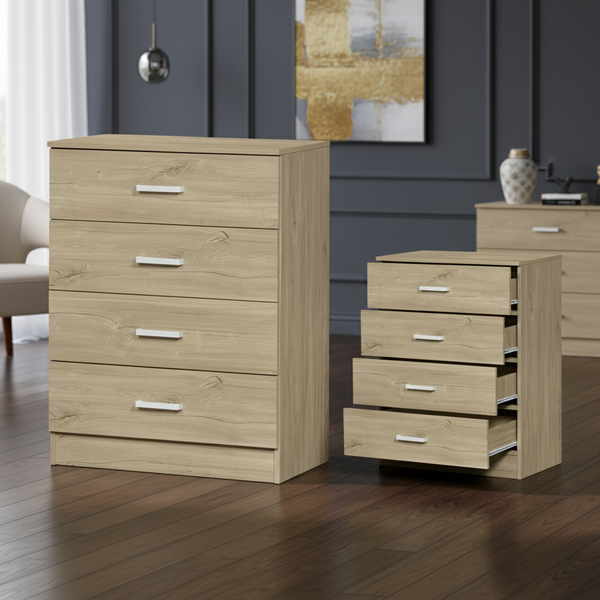 خزانة أدراج خشبية عصرية بلون رمادي عتيق مع 4 أدراج واسعة - CD-274