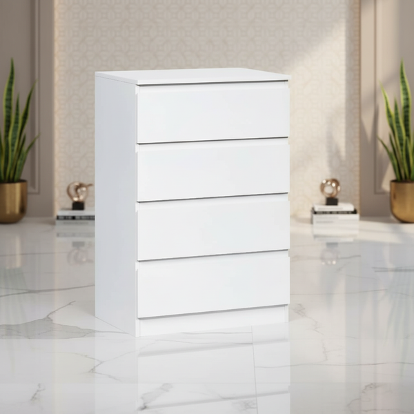 خزانة أدراج خشبية باللون الأبيض اللامع بتصميم عصري - CD-364