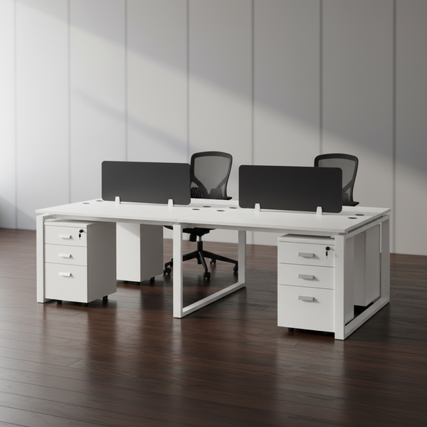 طاولة مكتب عمل رباعية باللون الأبيض الحديث - WS-257Q
