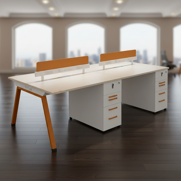 طاولة مكتبية رباعية عصرية مع وحدات تخزين - F662-4