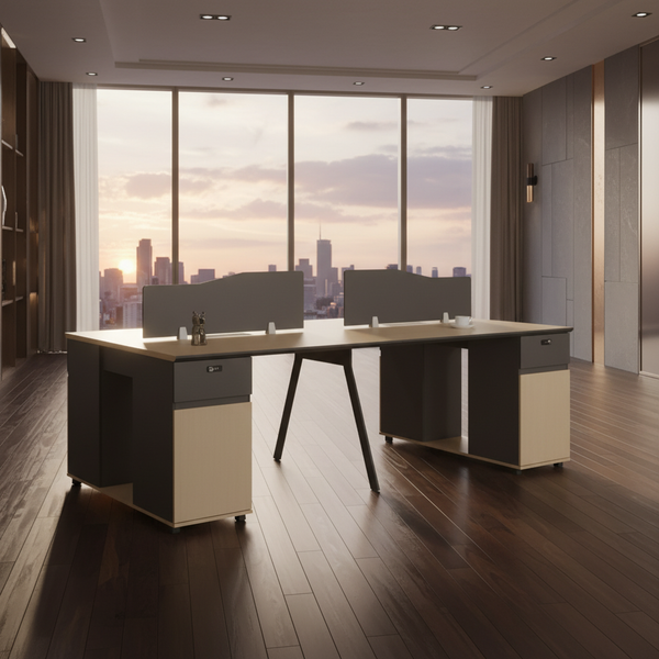 طاولة مكتب عمل رباعية حديثة لـ 4 أشخاص بتصميم احترافي وأنيق - F011-4